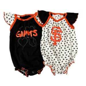 3-6m SF Giants Baby Girl Onesies Bodysuits Ruffle  Baseball Fan Outfits 6m